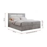 Łóżko kontynentalne GOLD 5 120x200 - H3 - jasnoszary, welwet