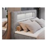 Łóżko kontynentalne GOLD 5 140x200 - H3 - jasnoszary, welwet