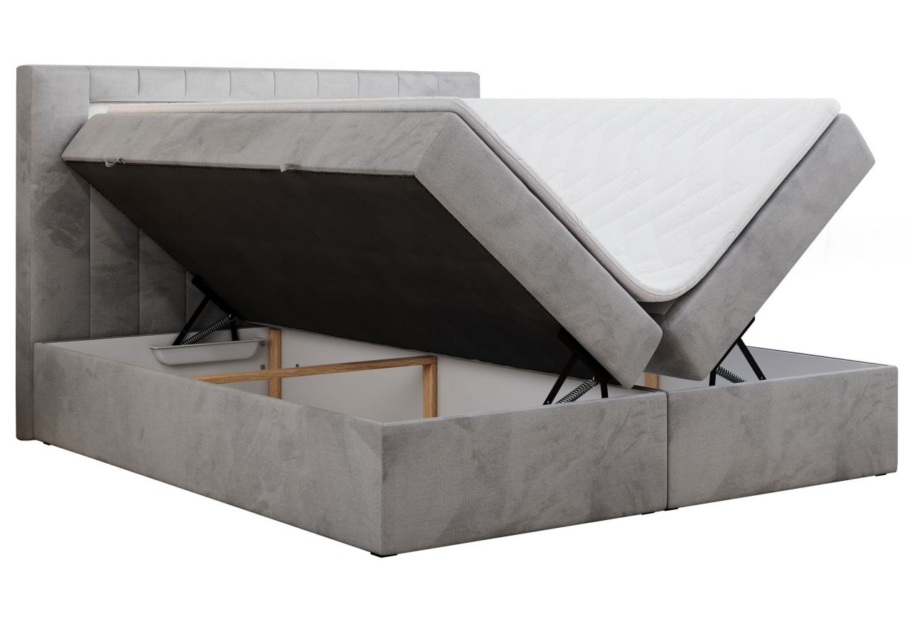 Łóżko kontynentalne GOLD 5 180x200 - H3 - jasnoszary, welwet