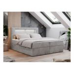 Łóżko kontynentalne GOLD 5 200x200 - H3 - jasnoszary, welwet