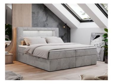 Łóżko kontynentalne GOLD 5 120x200 - H4 - jasnoszary, welwet