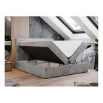 Łóżko kontynentalne GOLD 5 140x200 - H4 - jasnoszary, welwet