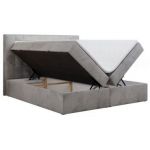 Łóżko kontynentalne GOLD 5 140x200 - H4 - jasnoszary, welwet