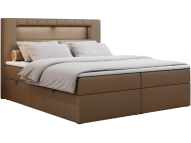 Łóżko kontynentalne GOLD 5 120x200 - H3 - brązowy, ekoskóra