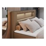 Łóżko kontynentalne GOLD 5 120x200 - H3 - brązowy, ekoskóra