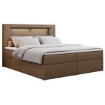Łóżko kontynentalne GOLD 5 120x200 - H3 - brązowy, ekoskóra