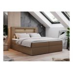 Łóżko kontynentalne GOLD 5 180x200 - H3 - brązowy, ekoskóra