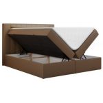 Łóżko kontynentalne GOLD 5 200x200 - H3 - brązowy, ekoskóra