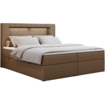 Łóżko kontynentalne GOLD 5 140x200 - H4 - brązowy, ekoskóra