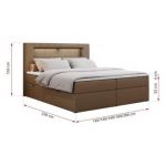 Łóżko kontynentalne GOLD 5 180x200 - H4 - brązowy, ekoskóra