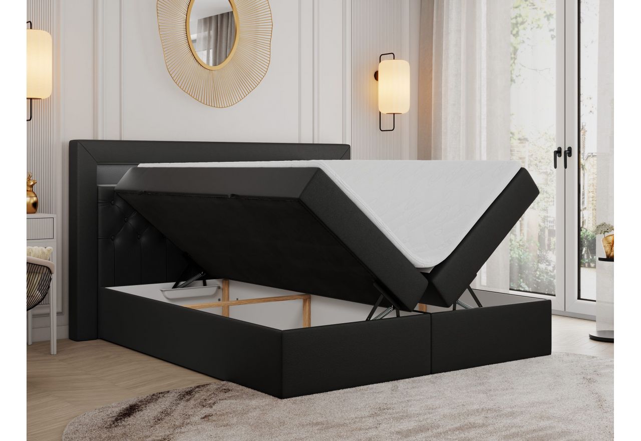 Łóżko kontynentalne GOLD 6 120x200 - H3 - czarny, ekoskóra