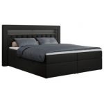 Łóżko kontynentalne GOLD 6 140x200 - H3 - czarny, ekoskóra