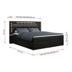 Łóżko kontynentalne GOLD 6 180x200 - H3 - czarny, ekoskóra