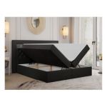 Łóżko kontynentalne GOLD 6 180x200 - H3 - czarny, ekoskóra