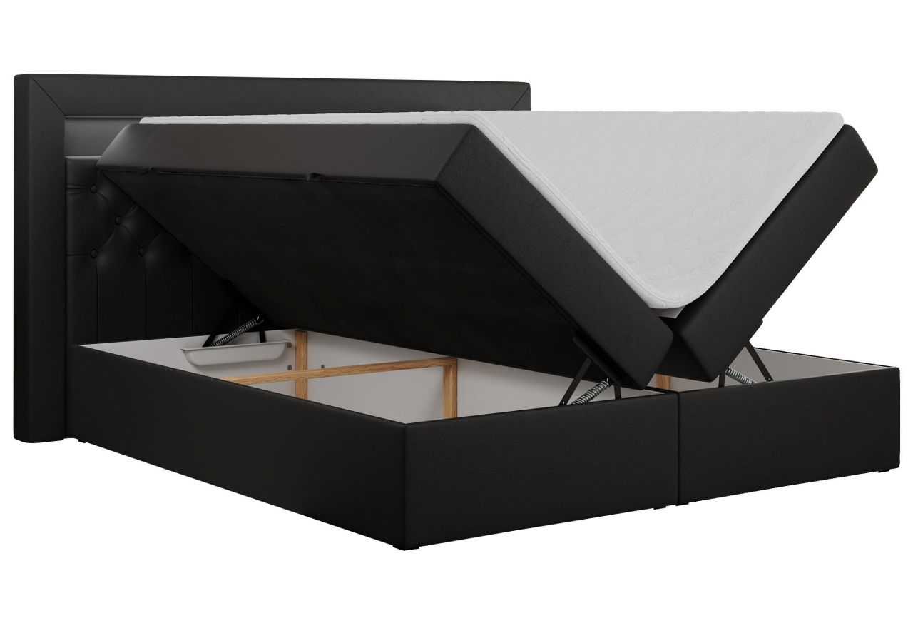 Łóżko kontynentalne GOLD 6 140x200 - H4 - czarny, ekoskóra