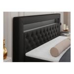 Łóżko kontynentalne GOLD 6 160x200 - H4 - czarny, ekoskóra