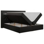 Łóżko kontynentalne GOLD 6 160x200 - H4 - czarny, ekoskóra
