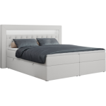 Łóżko kontynentalne GOLD 6 140x200 - H3 - biały, ekoskóra