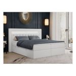 Łóżko kontynentalne GOLD 6 200x200 - H3 - biały, ekoskóra