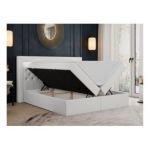 Łóżko kontynentalne GOLD 6 120x200 - H4 - biały, ekoskóra