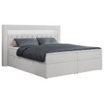 Łóżko kontynentalne GOLD 6 180x200 - H4 - biały, ekoskóra