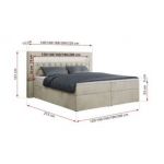 Łóżko kontynentalne GOLD 6 120x200 - H3 - beżowy, welwet