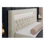 Łóżko kontynentalne GOLD 6 160x200 - H3 - beżowy, welwet