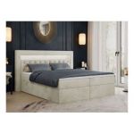 Łóżko kontynentalne GOLD 6 180x200 - H3 - beżowy, welwet