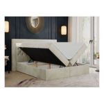 Łóżko kontynentalne GOLD 6 200x200 - H3 - beżowy, welwet