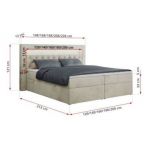 Łóżko kontynentalne GOLD 6 120x200 - H4 - beżowy, welwet