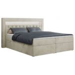 Łóżko kontynentalne GOLD 6 200x200 - H4 - beżowy, welwet