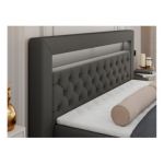 Łóżko kontynentalne GOLD 6 140x200 - H3 - ciemnoszary, ekoskóra