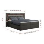 Łóżko kontynentalne GOLD 6 160x200 - H3 - ciemnoszary, ekoskóra