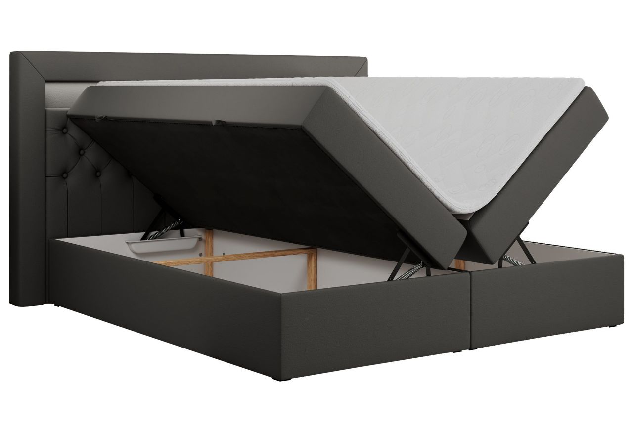 Łóżko kontynentalne GOLD 6 160x200 - H3 - ciemnoszary, ekoskóra