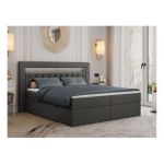 Łóżko kontynentalne GOLD 6 200x200 - H3 - ciemnoszary, ekoskóra