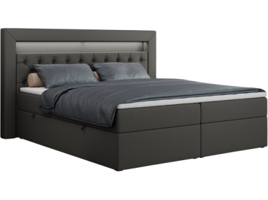 Łóżko kontynentalne GOLD 6 120x200 - H4 - ciemnoszary, ekoskóra