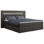 Łóżko kontynentalne GOLD 6 140x200 - H4 - ciemnoszary, ekoskóra