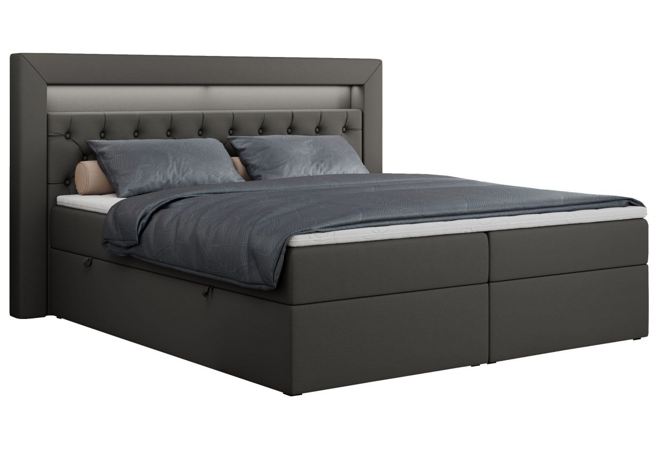 Łóżko kontynentalne GOLD 6 160x200 - H4 - ciemnoszary, ekoskóra