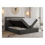 Łóżko kontynentalne GOLD 6 180x200 - H4 - ciemnoszary, ekoskóra