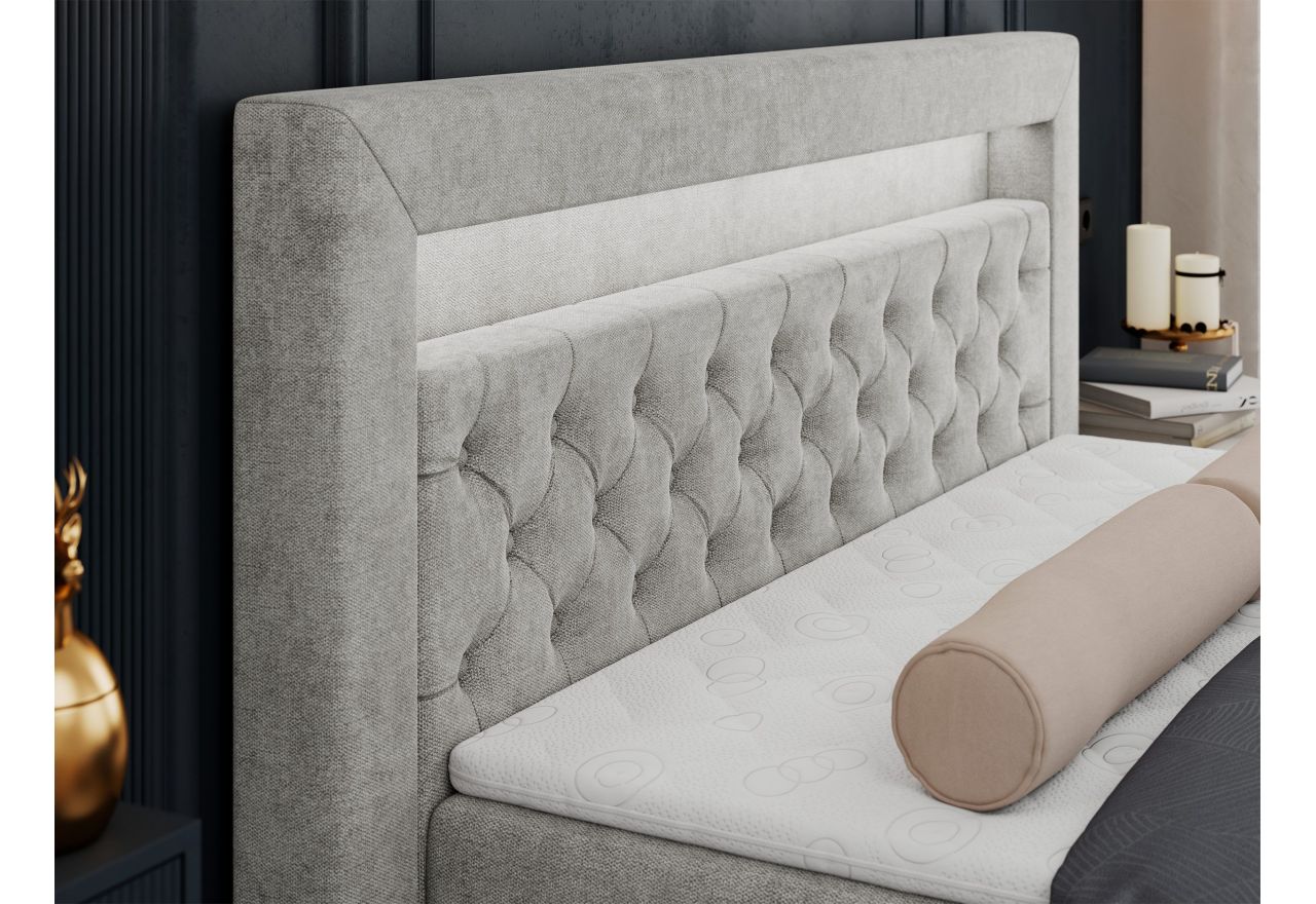 Łóżko kontynentalne GOLD 6 120x200 - H3 - jasnoszary, struktura