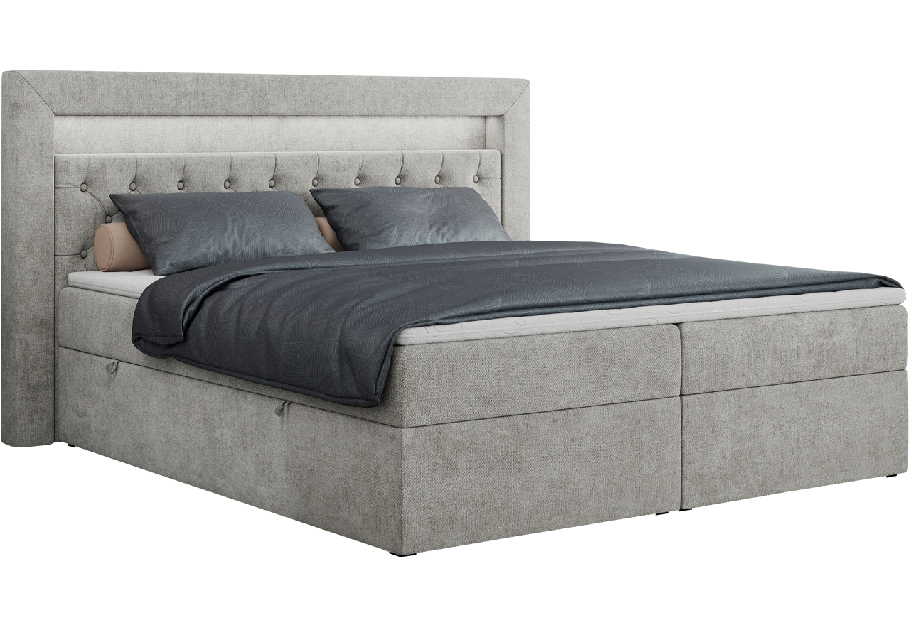 Łóżko kontynentalne GOLD 6 160x200 - H3 - jasnoszary, struktura