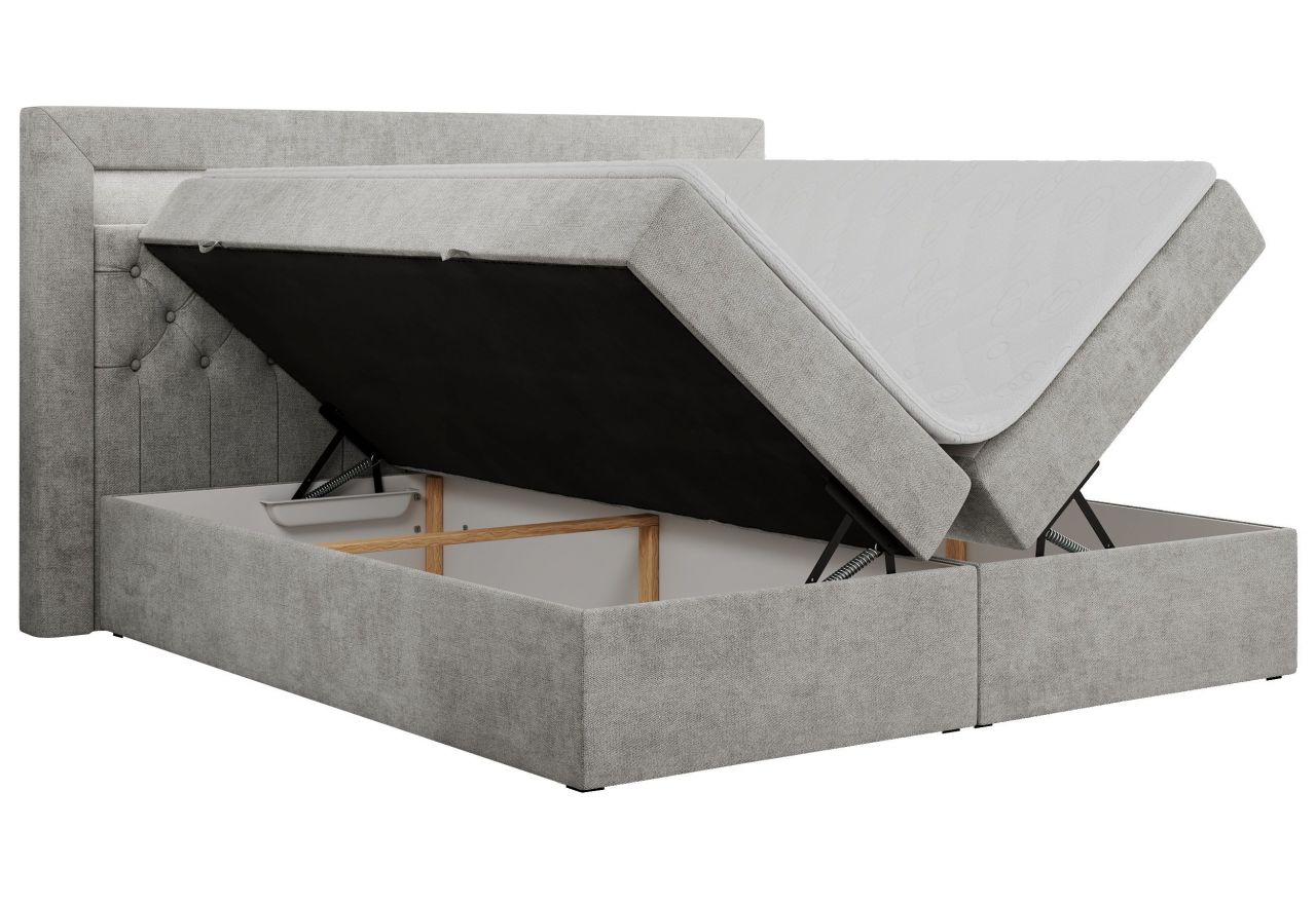 Łóżko kontynentalne GOLD 6 160x200 - H3 - jasnoszary, struktura