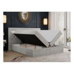 Łóżko kontynentalne GOLD 6 180x200 - H3 - jasnoszary, struktura