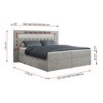 Łóżko kontynentalne GOLD 6 200x200 - H3 - jasnoszary, struktura