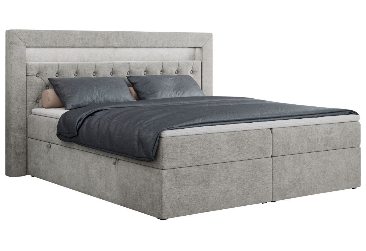 Łóżko kontynentalne GOLD 6 140x200 - H4 - jasnoszary, struktura