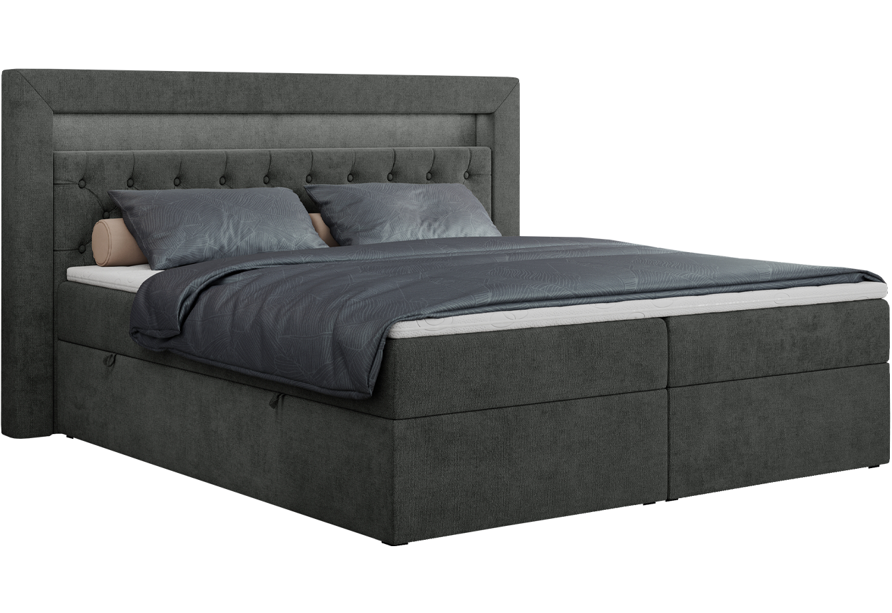 Łóżko kontynentalne GOLD 6 160x200 - H3 - ciemnoszary, struktura