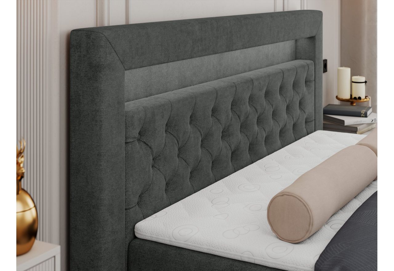 Łóżko kontynentalne GOLD 6 160x200 - H4 - ciemnoszary, struktura