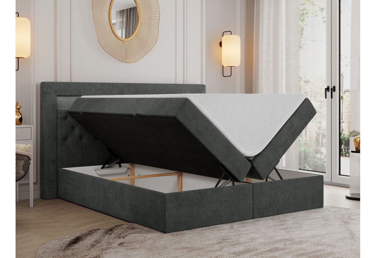 Łóżko kontynentalne GOLD 6 200x200 - H4 - ciemnoszary, struktura