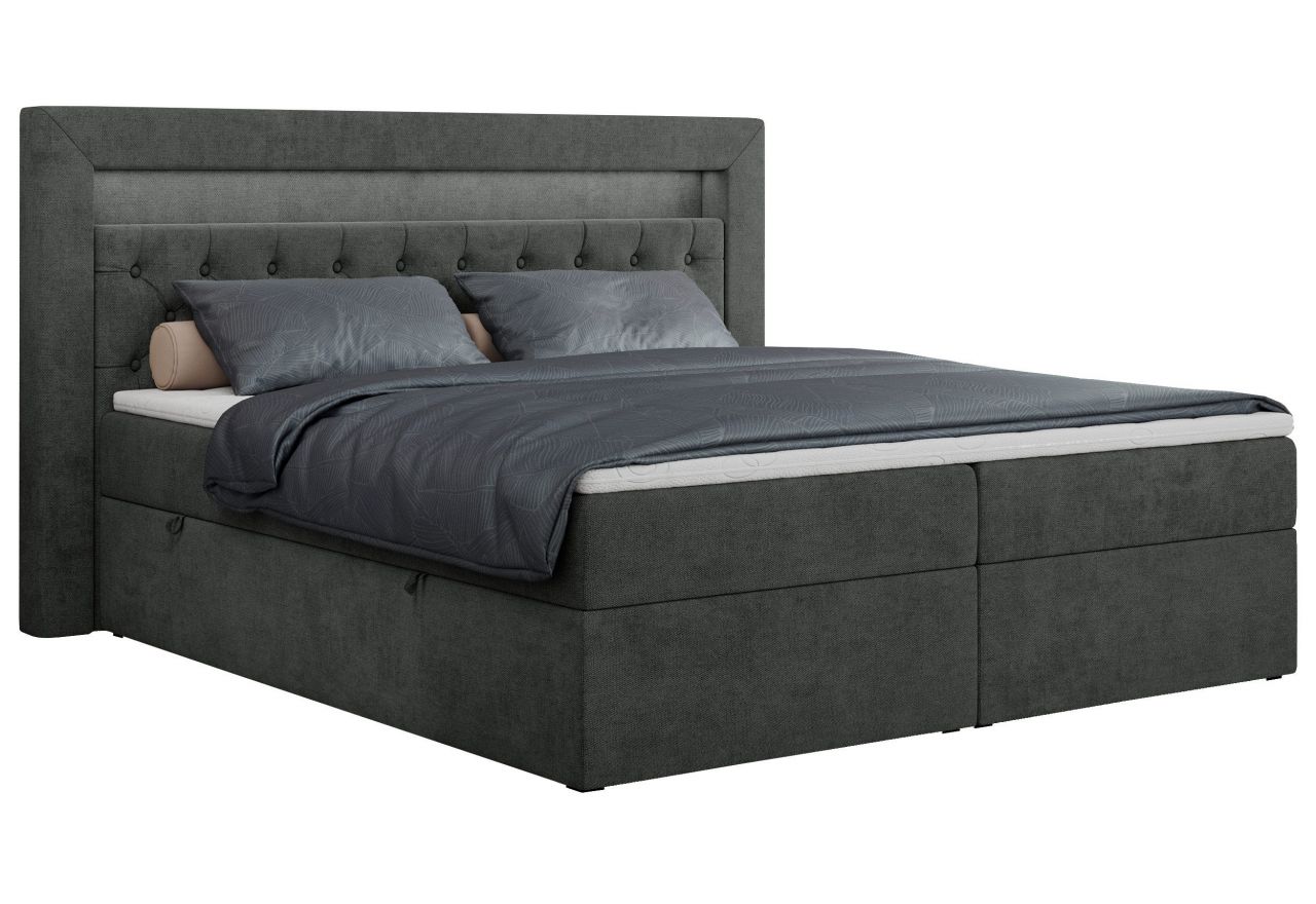 Łóżko kontynentalne GOLD 6 200x200 - H4 - ciemnoszary, struktura