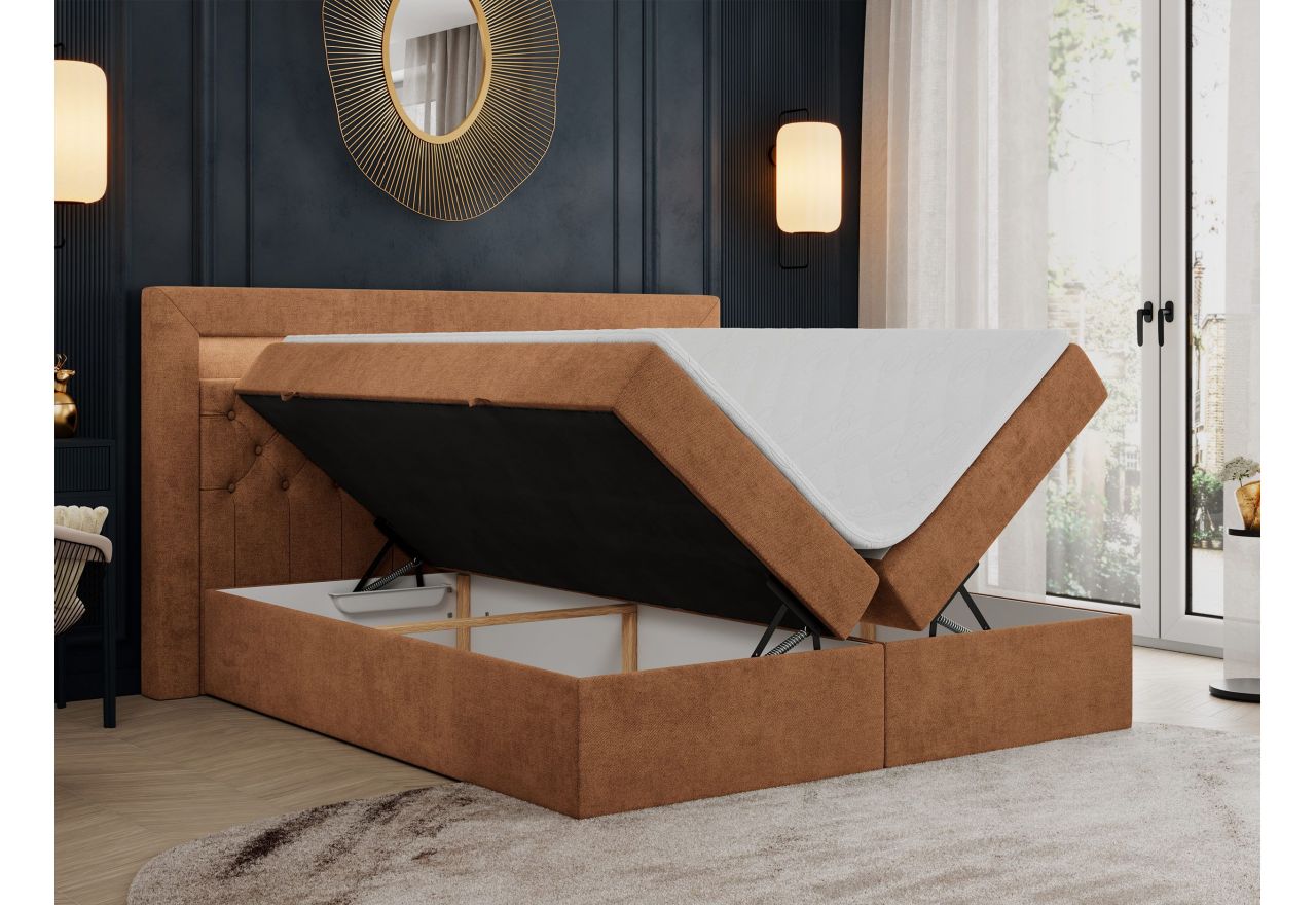 Łóżko kontynentalne GOLD 6 120x200 - H3 - pomarańczowy, struktura